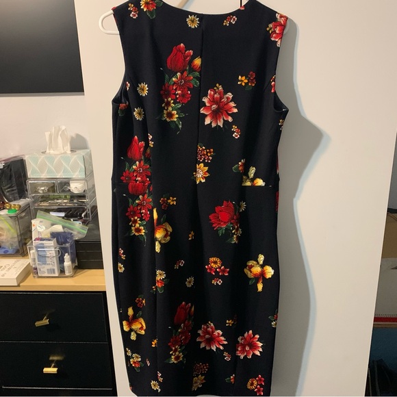 ENFOCUS Studio Floral Navy Blue Dress with Zipper detail. Size 14 - Picture 10 of 13